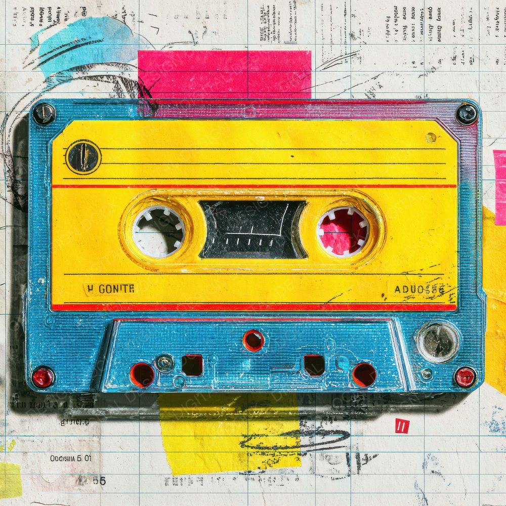Mixtape Label Red Blue Scribble Digital Paper Pack (DDD002556)
