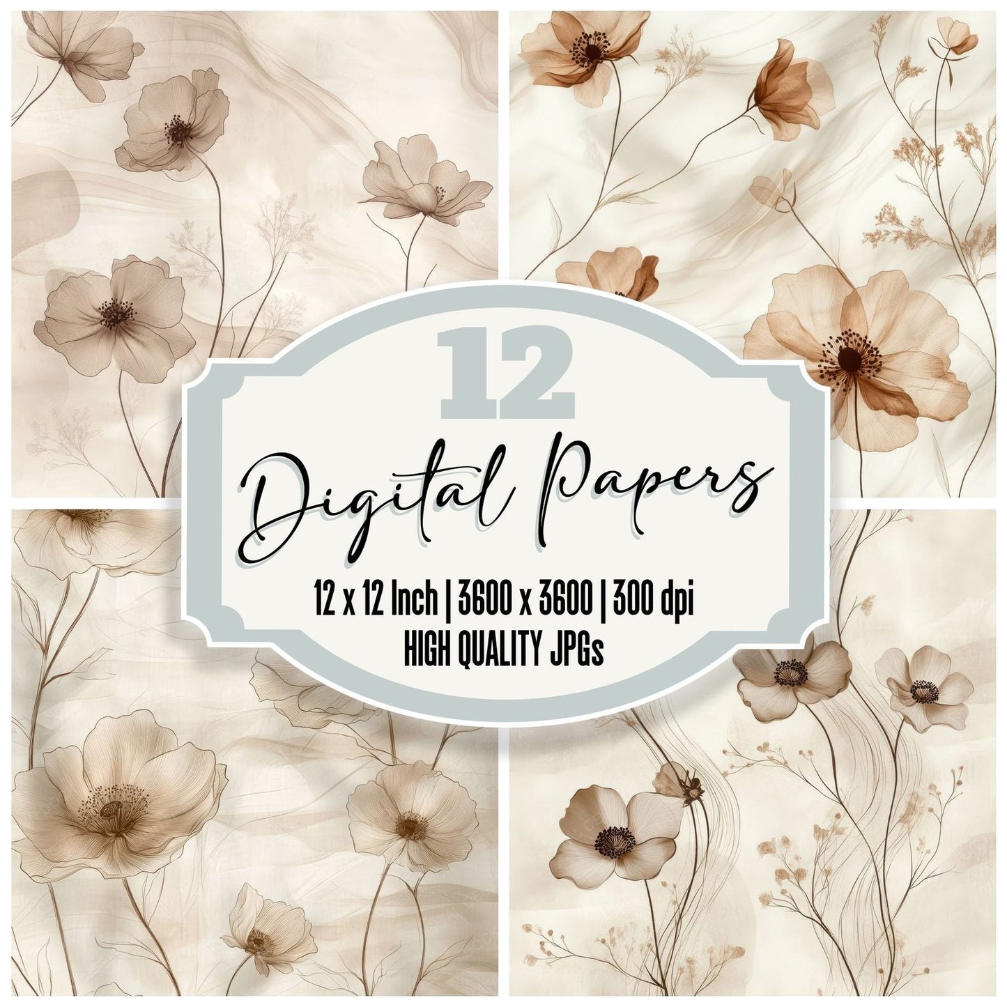 Mocha Cosmos Flow Digital Paper Pack (DDD002557)