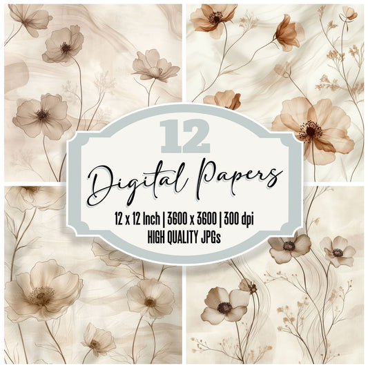 Mocha Cosmos Flow Digital Paper Pack (DDD002557)