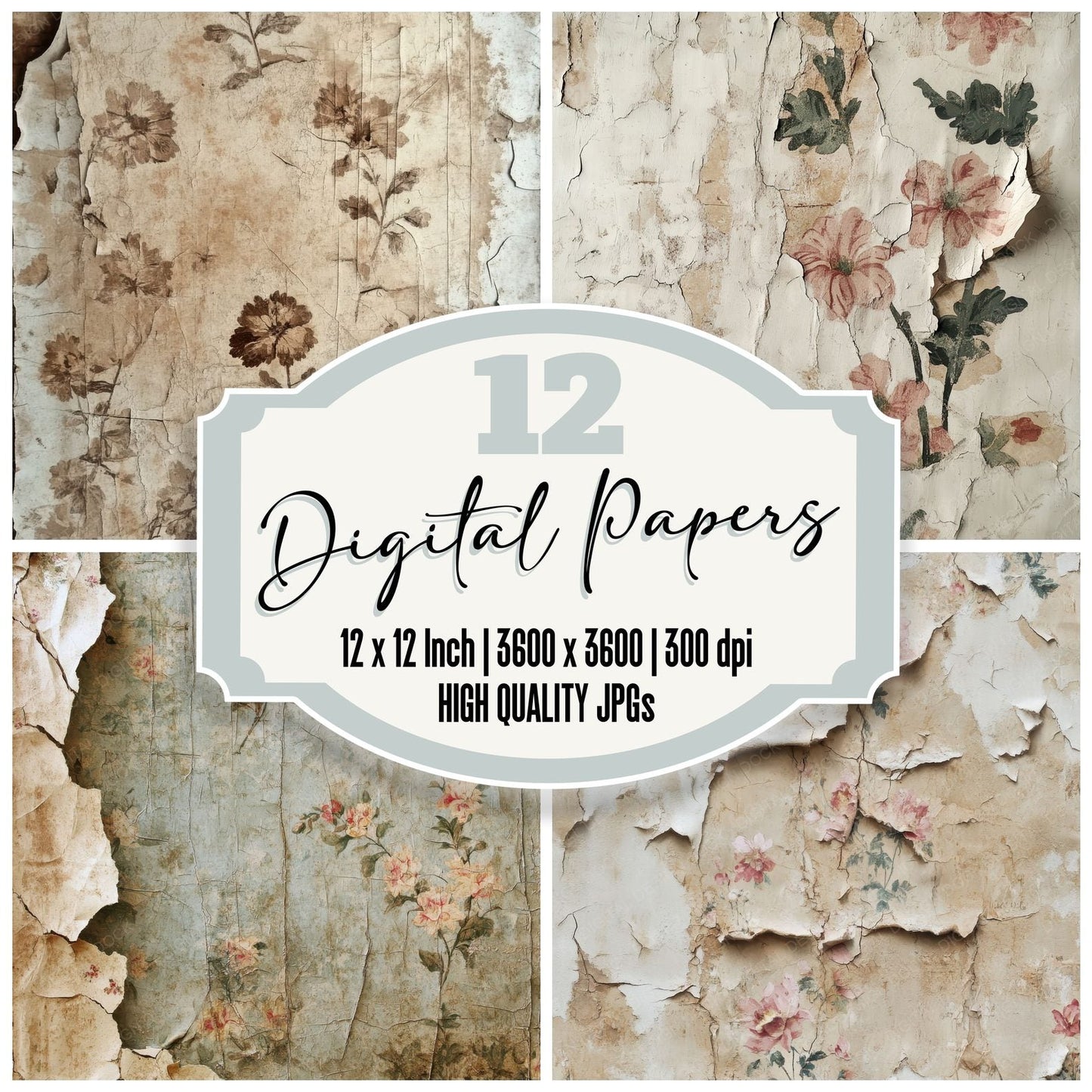 Moldy Wallpaper Background Digital Paper Pack (DDD002562)
