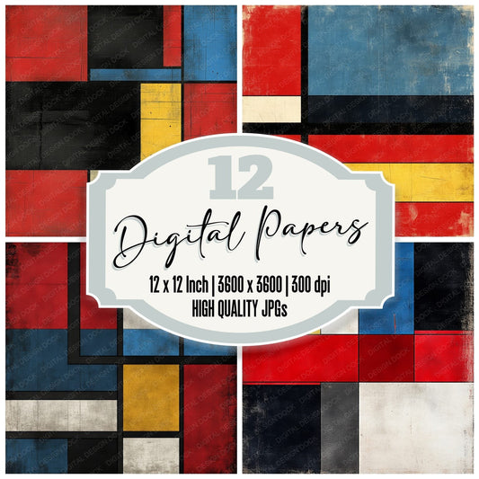 Mondrain Inspired Digital Paper Pack (DDD002568)