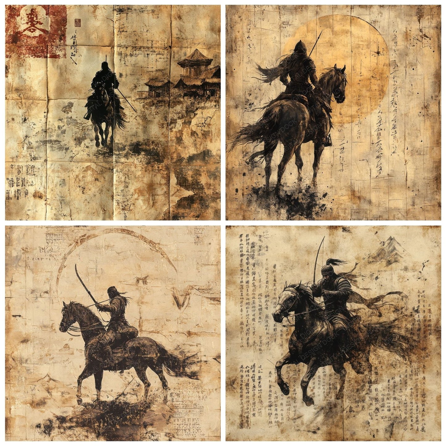 Mongol Bow Horse Digital Paper Pack (DDD002570)