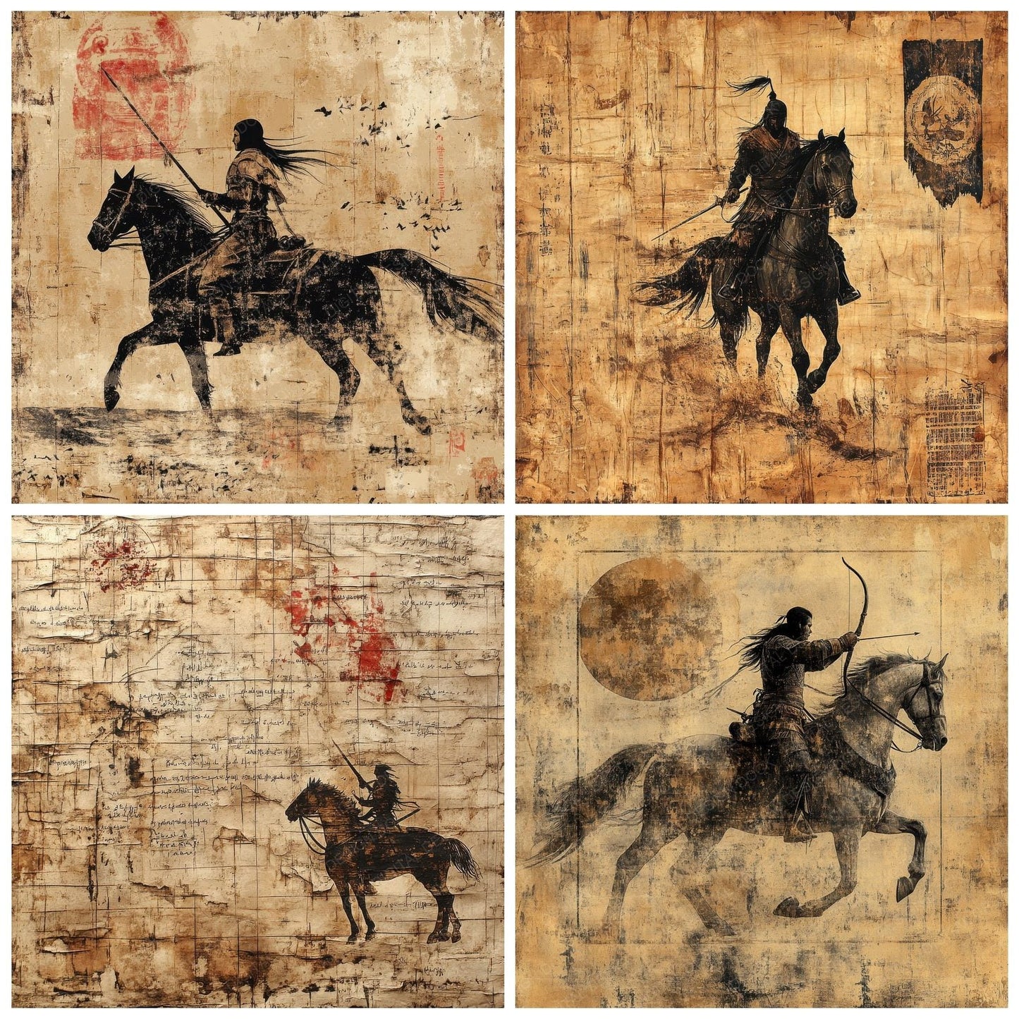 Mongol Bow Horse Digital Paper Pack (DDD002570)