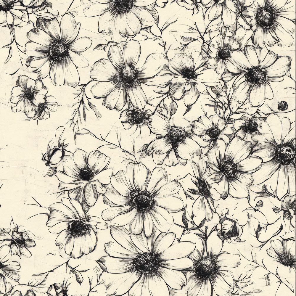 Mono Sketch Florals Digital Paper Pack (DDD002574)