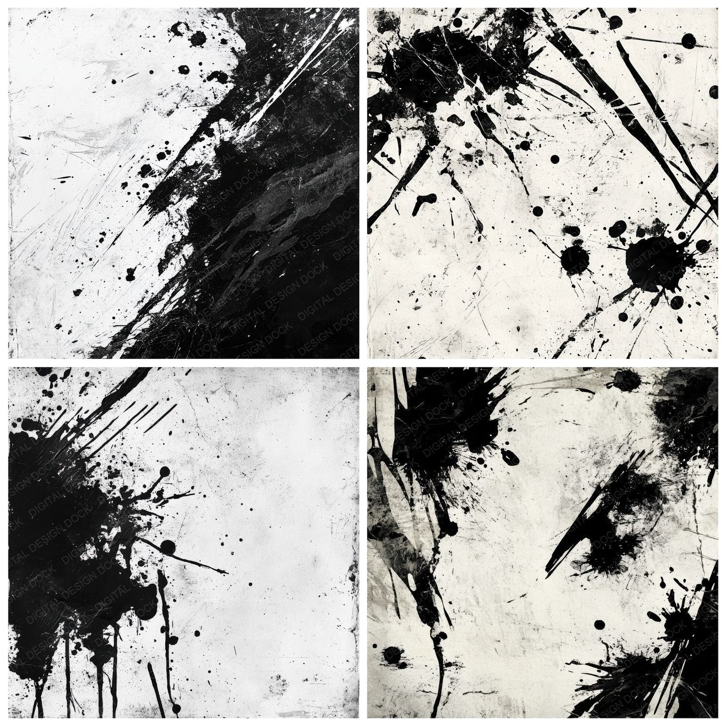 Monochrome Ink Splatter Digital Paper Pack (DDD002579)