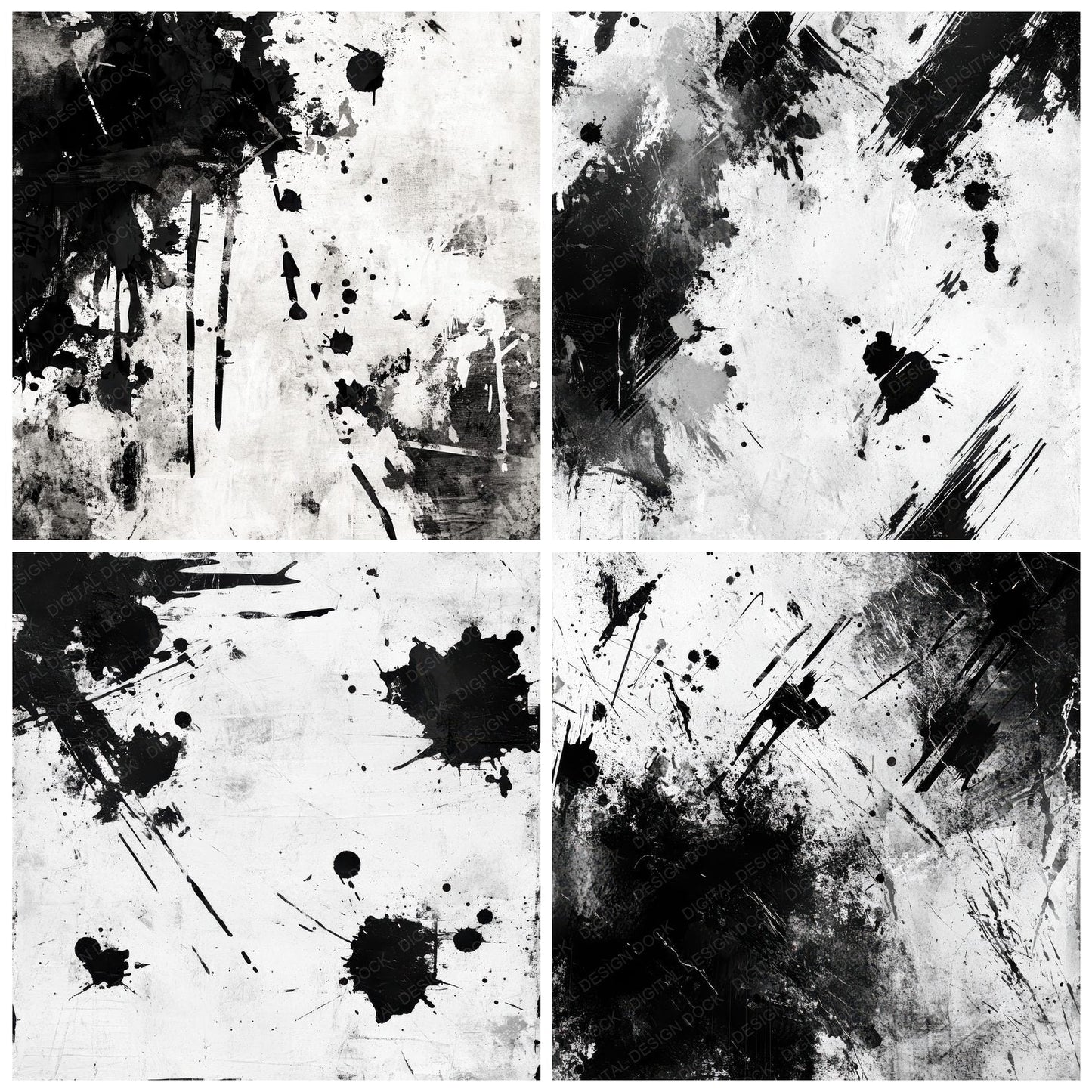 Monochrome Ink Splatter Digital Paper Pack (DDD002579)
