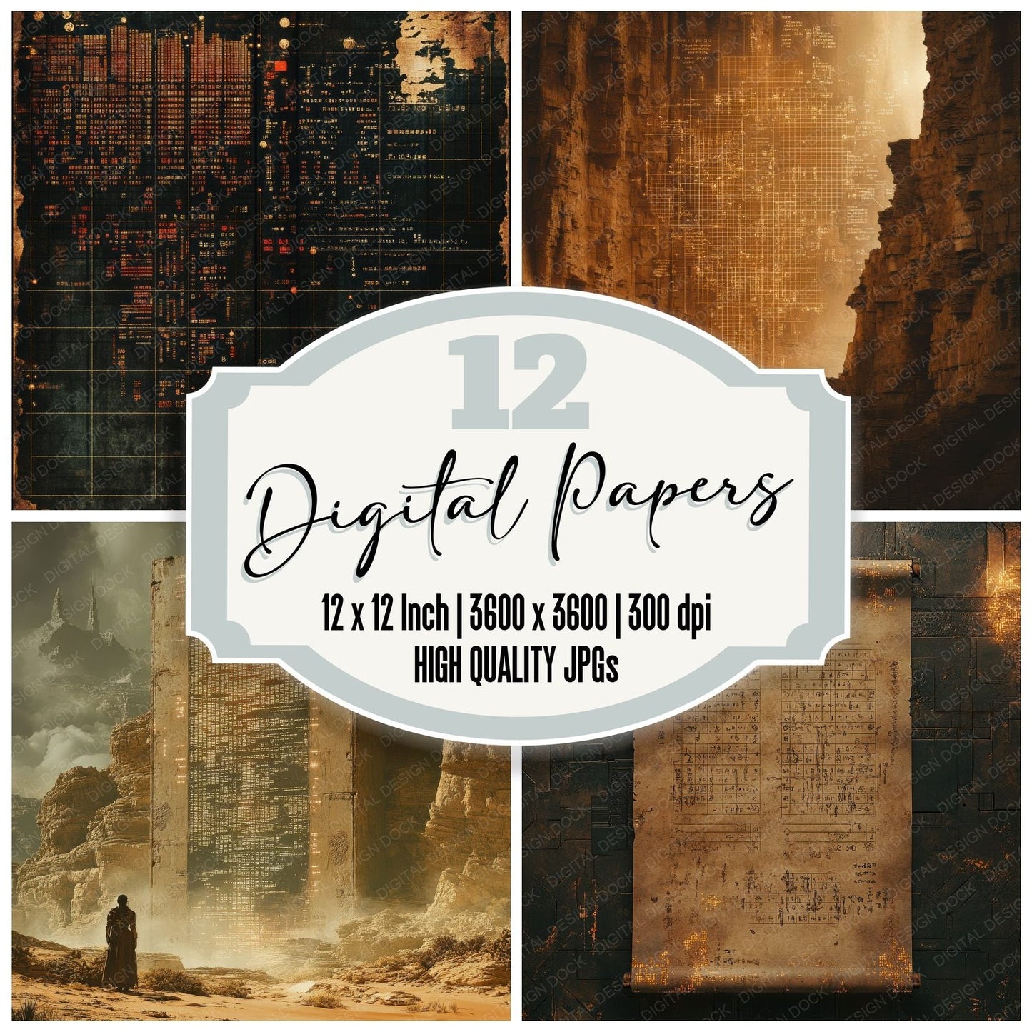 Monolith Terminal Glyphs Digital Paper Pack (DDD002581)