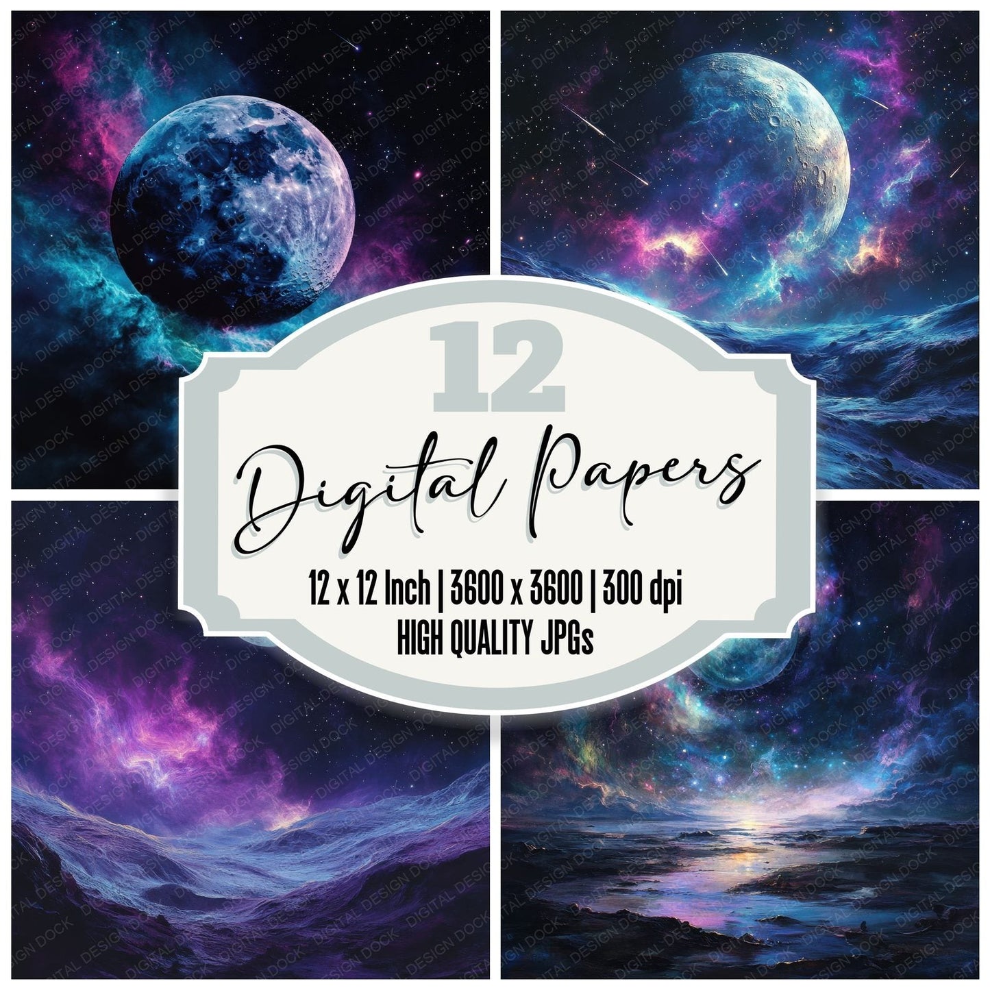 Moon Edge Nebula Digital Paper Pack (DDD002588)