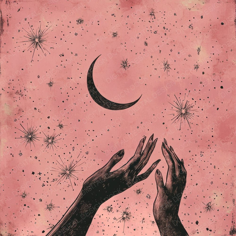 Moon Holding Hands Digital Paper Pack (DDD002590)
