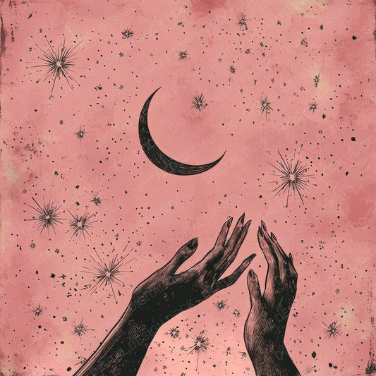 Moon Holding Hands Digital Paper Pack (DDD002590)