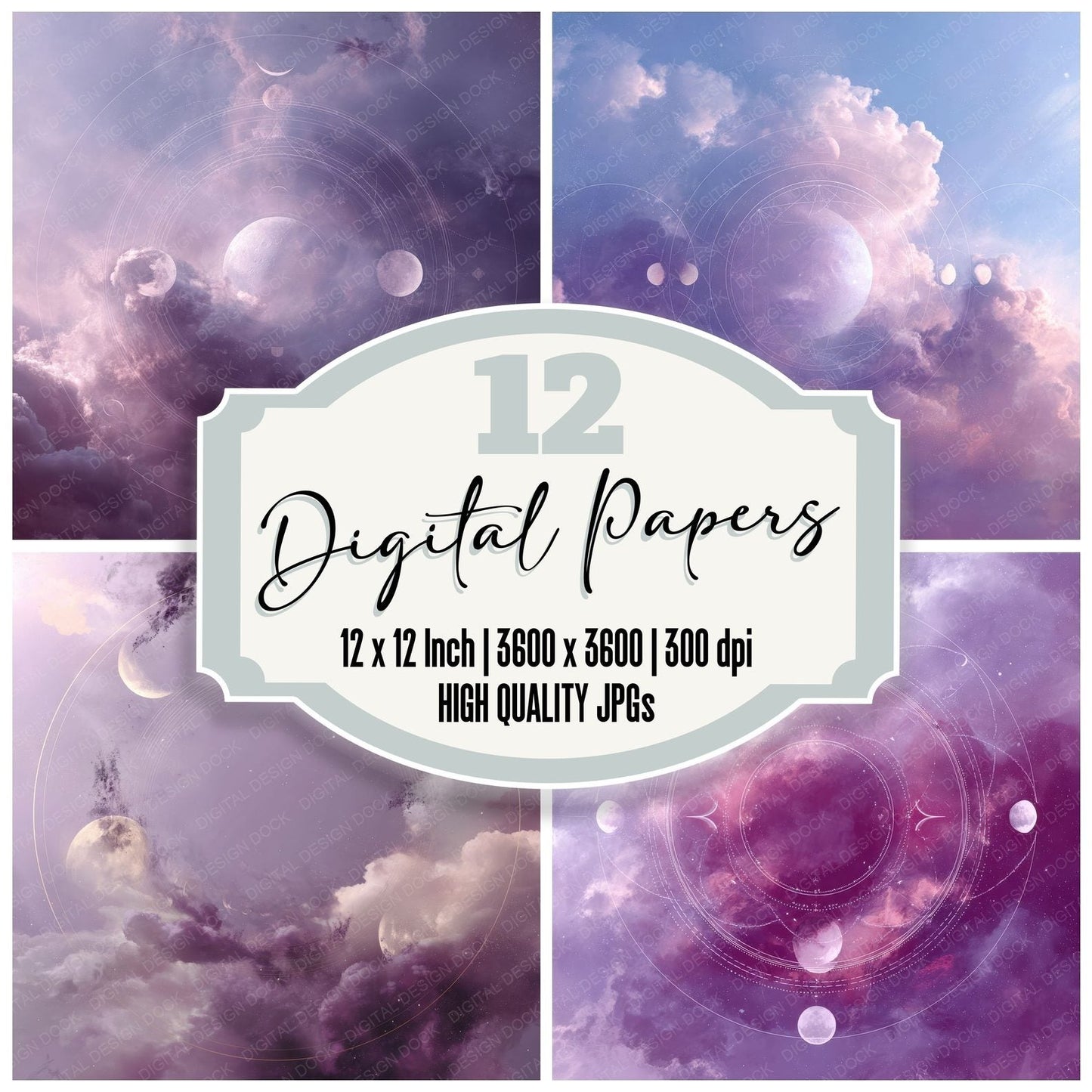 Moon Phase Cosmic Drift Digital Paper Pack (DDD002591)