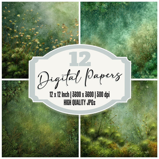 Moss Dew Fibre Bloom Digital Paper Pack (DDD002607)
