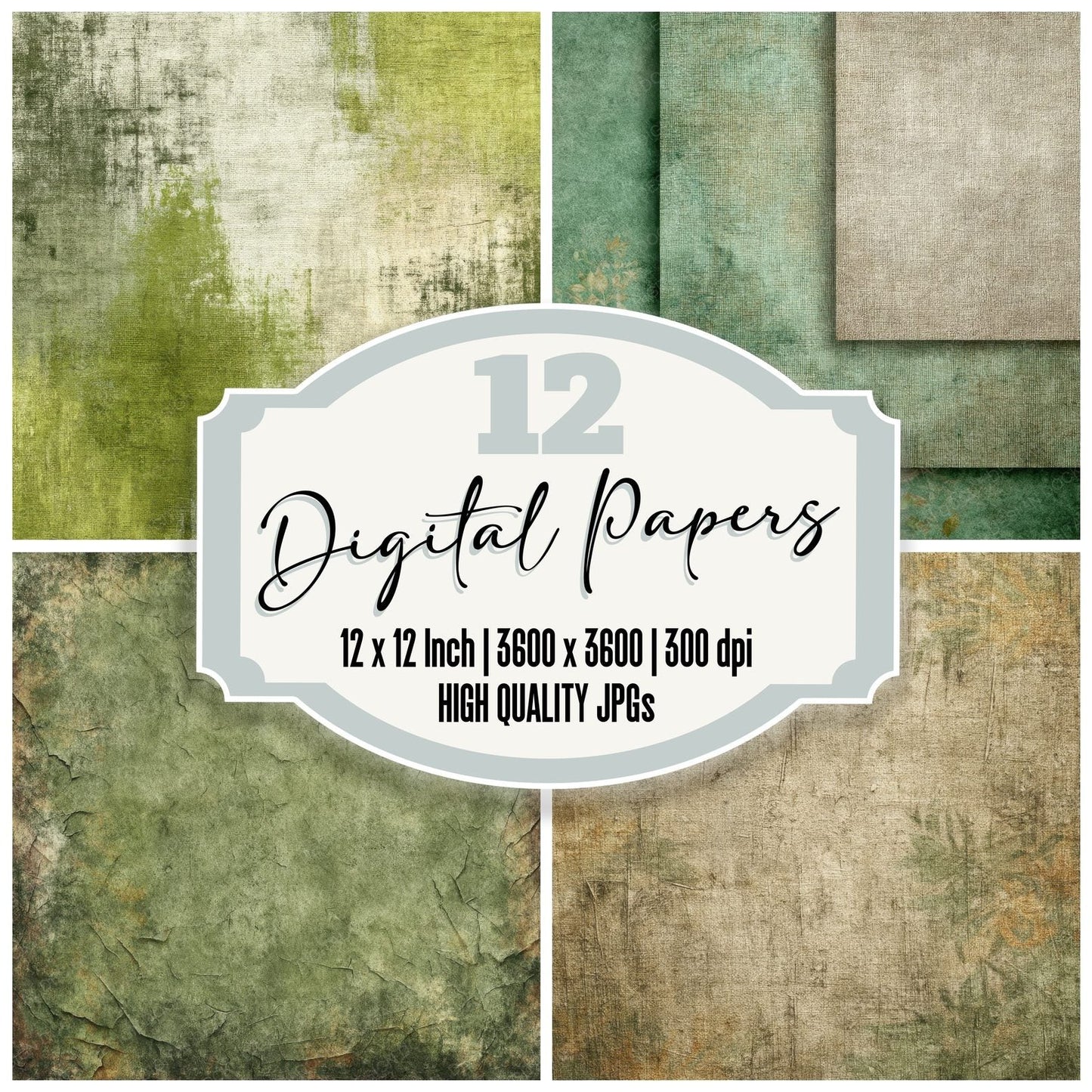 Moss Linen Botanical Fold Digital Paper Pack (DDD002613)