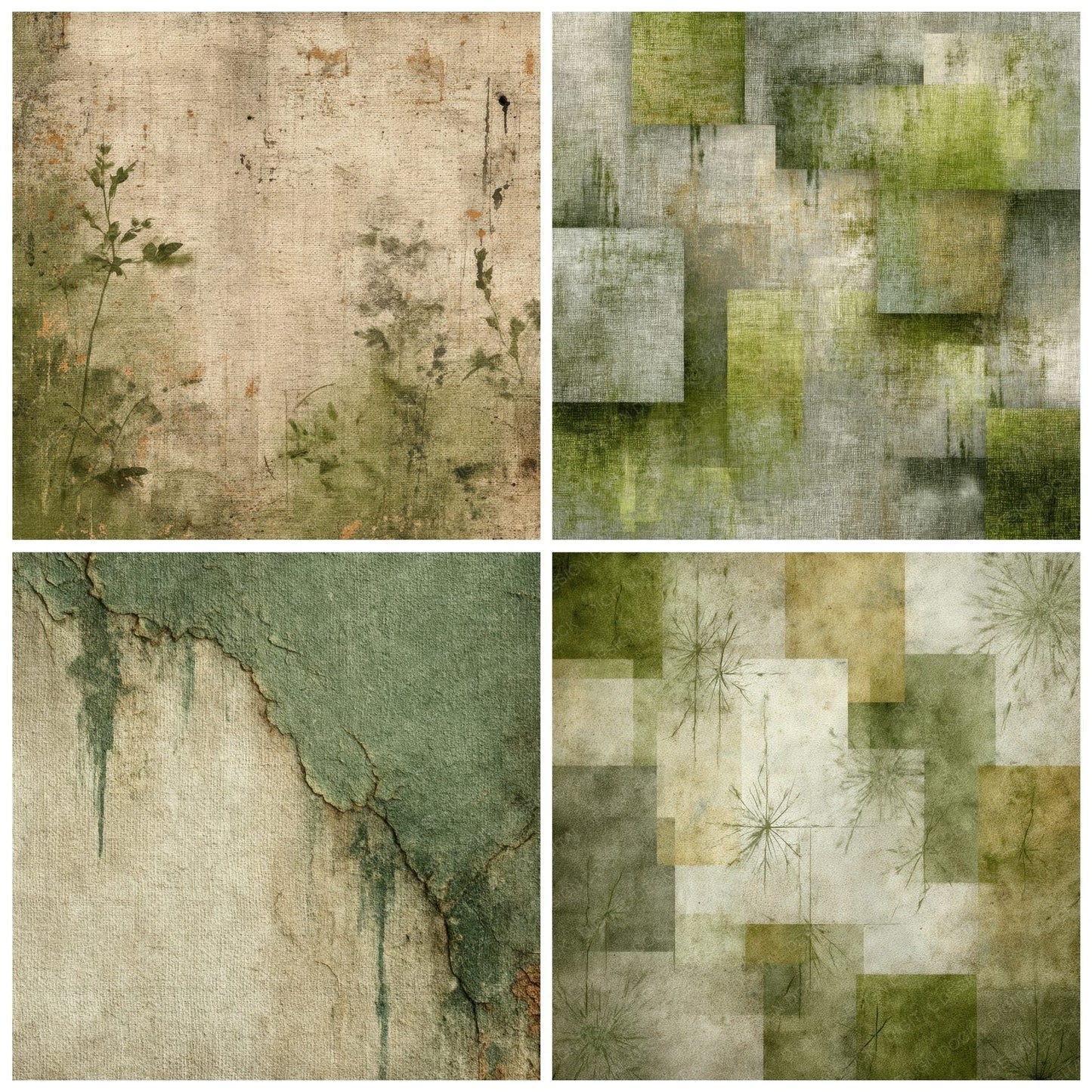 Moss Linen Botanical Fold Digital Paper Pack (DDD002613)