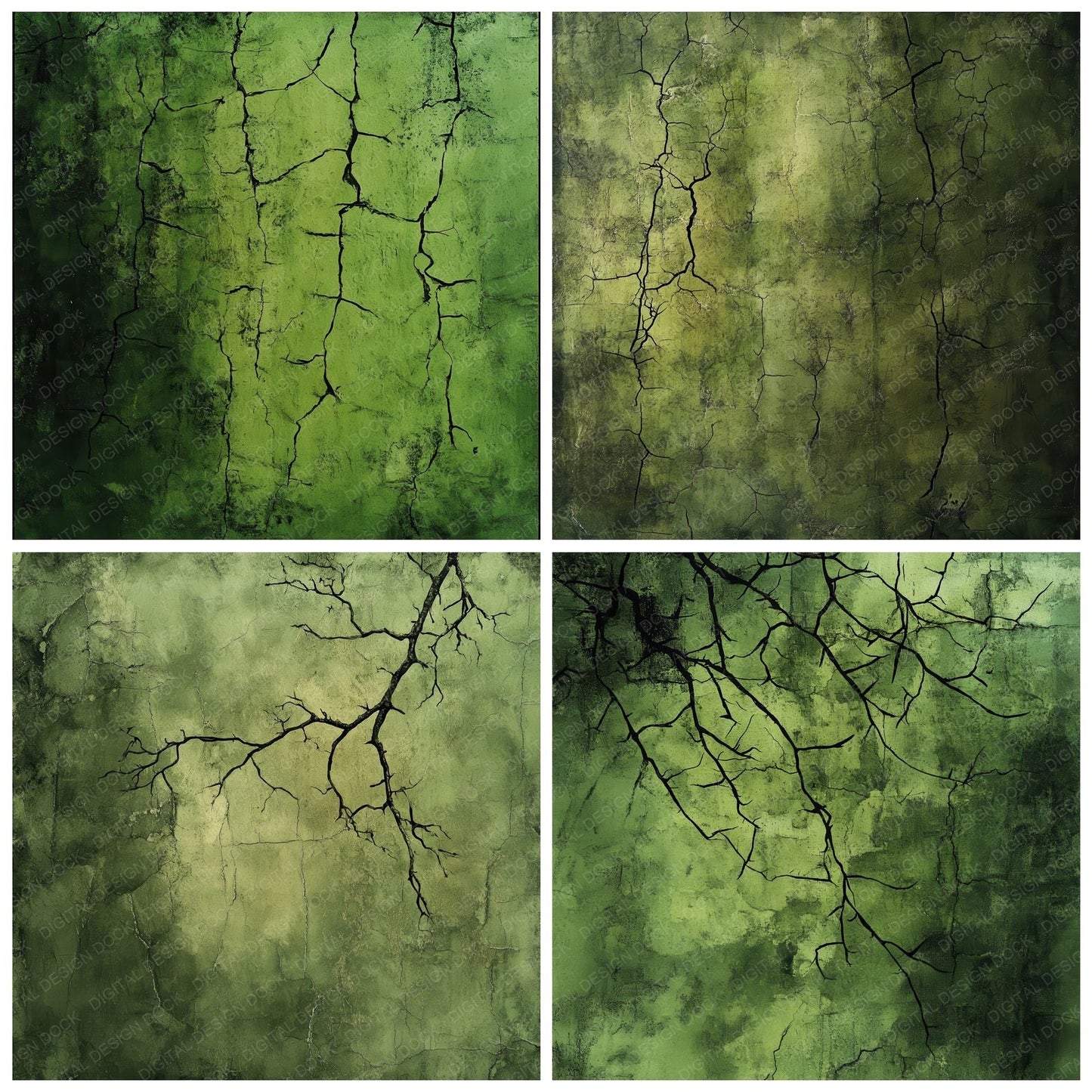 Moss Painted Leaves Digital Paper Pack (DDD002615)