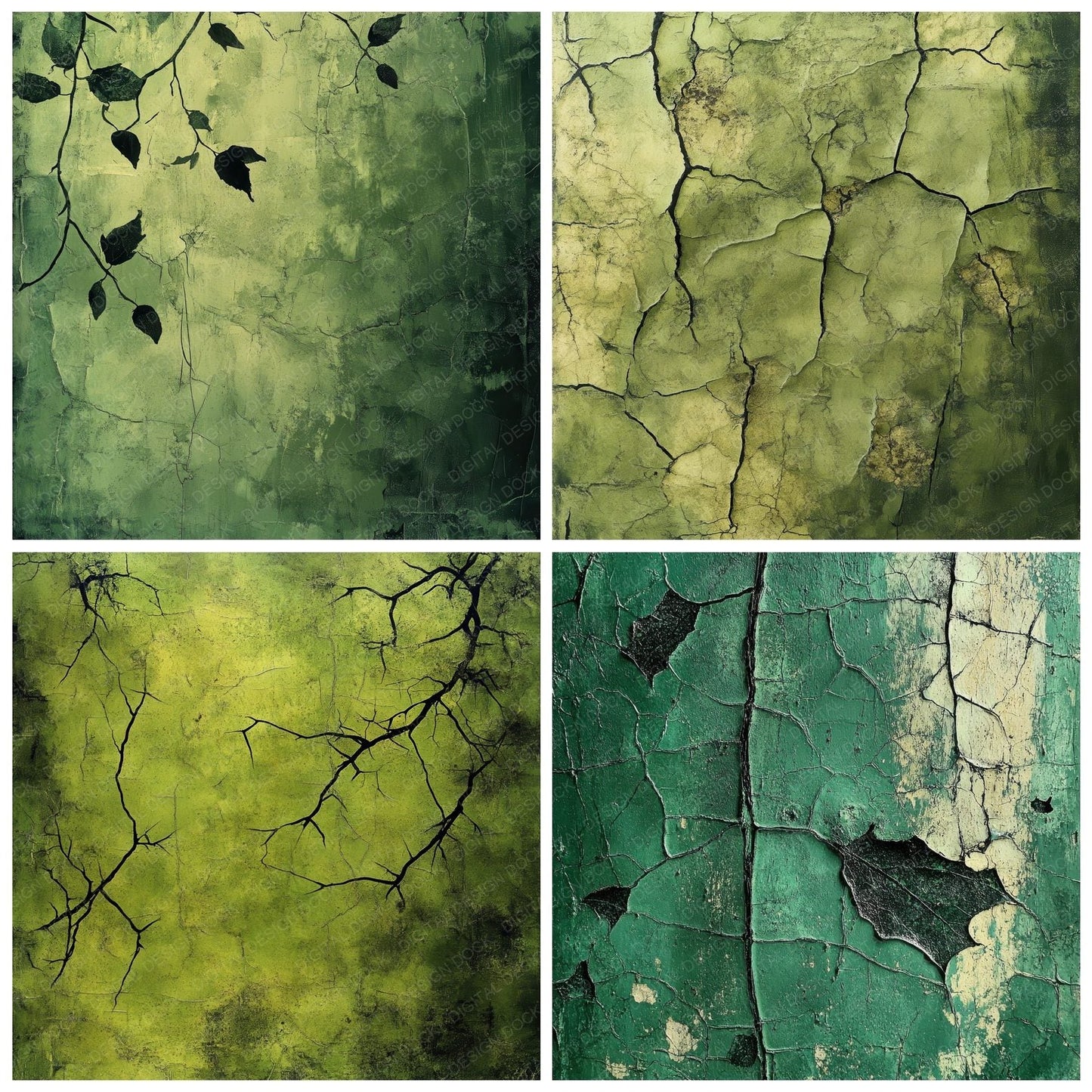Moss Painted Leaves Digital Paper Pack (DDD002615)