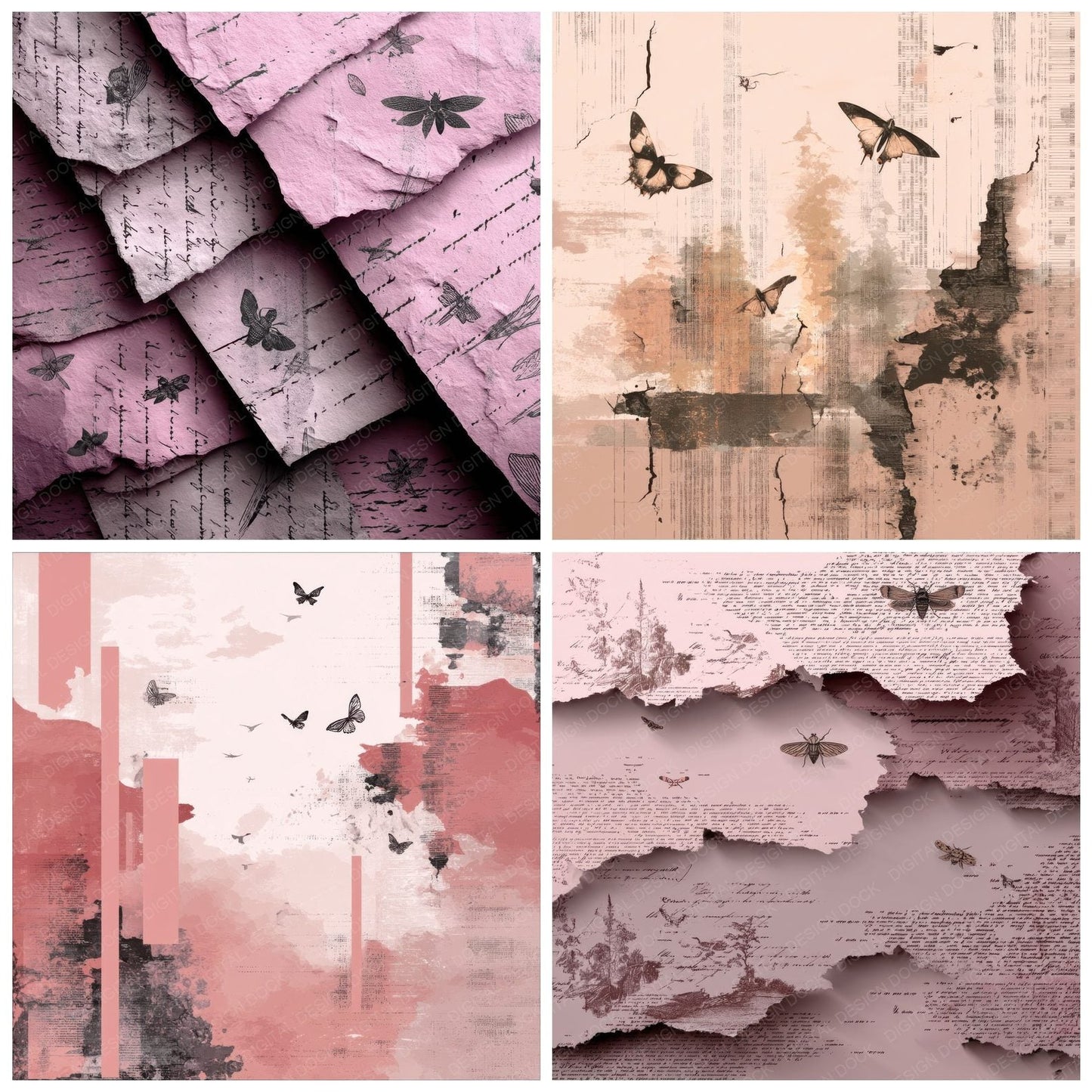 Moth Script Flame Overlay Digital Paper Pack (DDD002621)