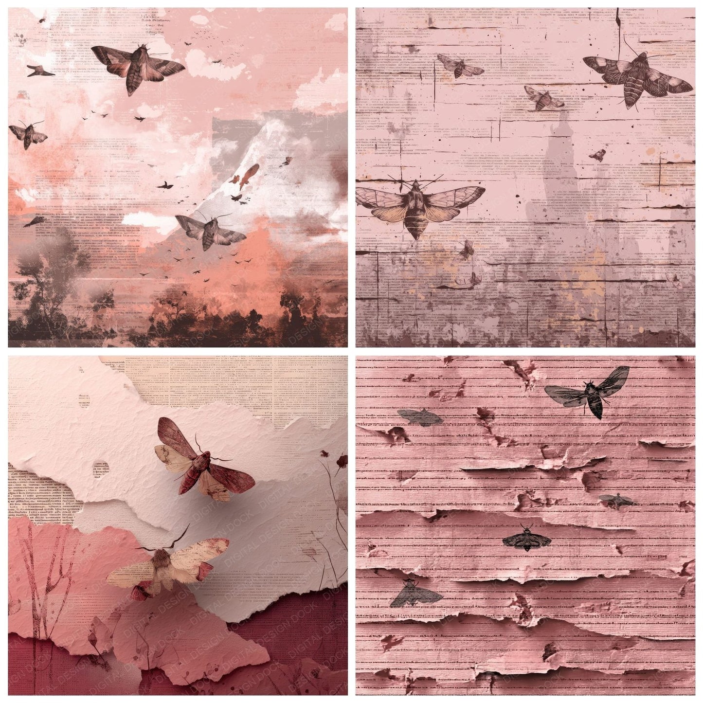 Moth Script Flame Overlay Digital Paper Pack (DDD002621)