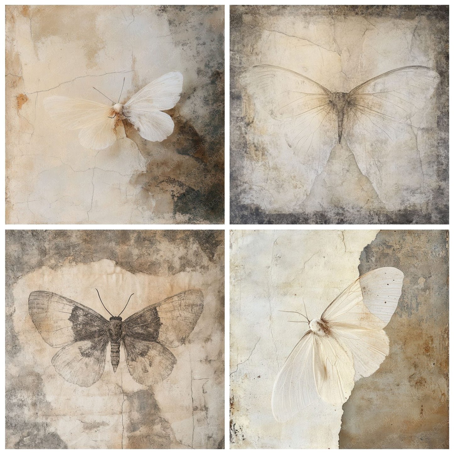 Moth Wing Fossils Background Digital Paper Pack (DDD002623)