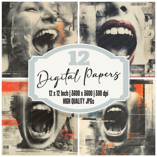 Mouth Glitch Scream Digital Paper Pack (DDD002630)