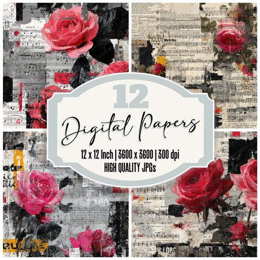 Music Flyer Rose Grain Digital Paper Pack (DDD002636)