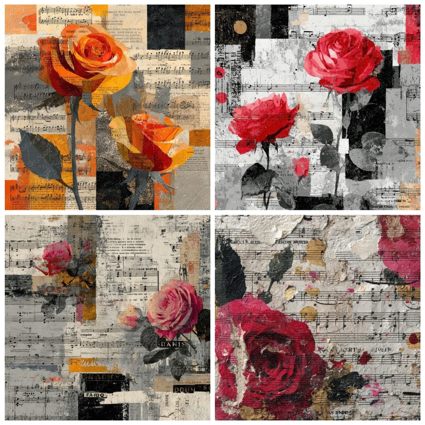Music Flyer Rose Grain Digital Paper Pack (DDD002636)