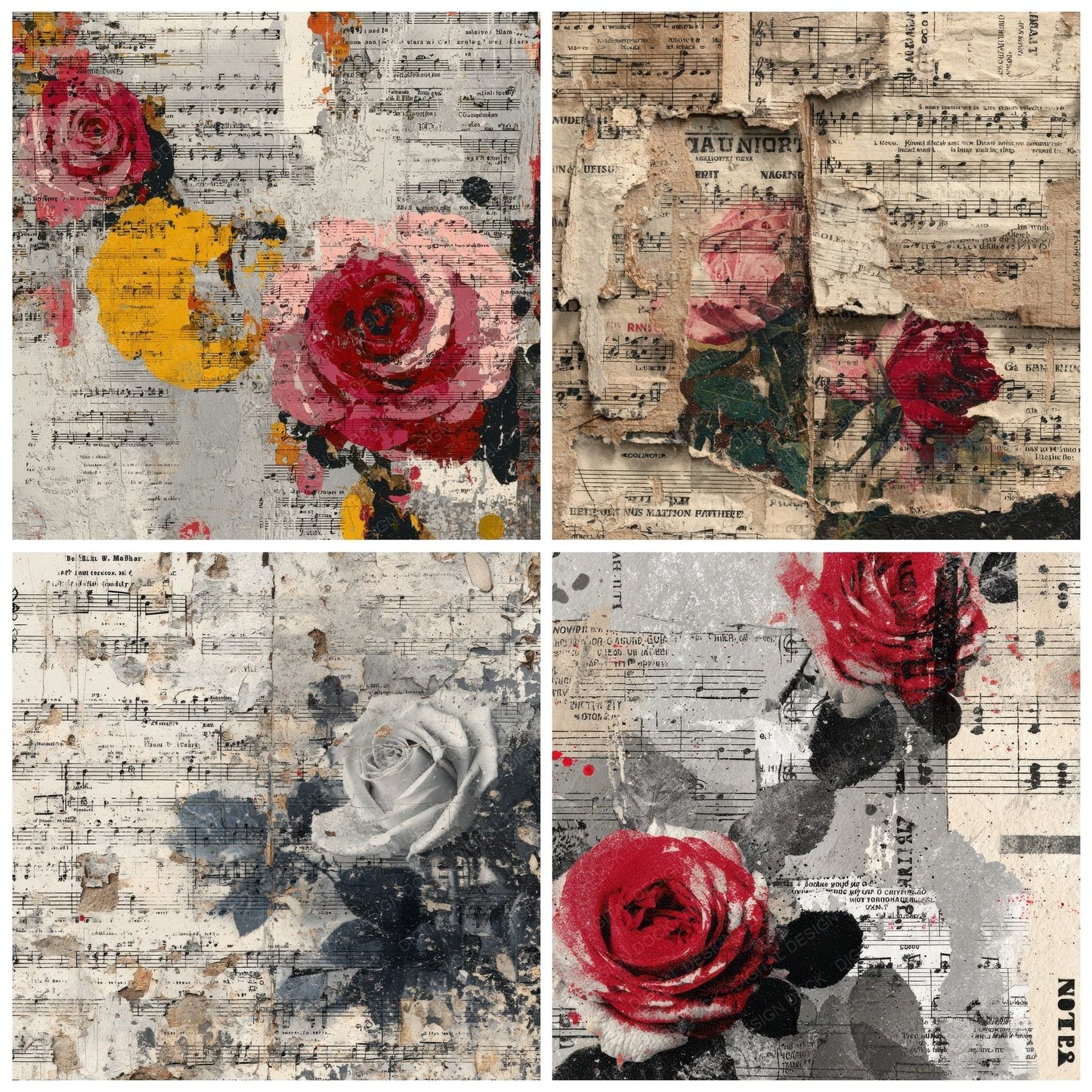 Music Flyer Rose Grain Digital Paper Pack (DDD002636)