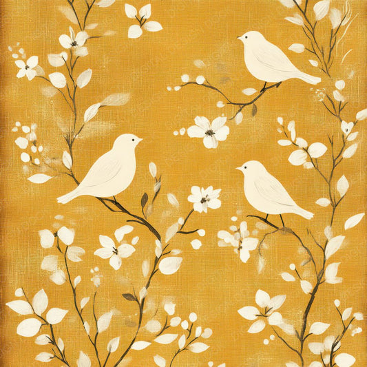 Mustard Bird Print Digital Paper Pack (DDD002643)