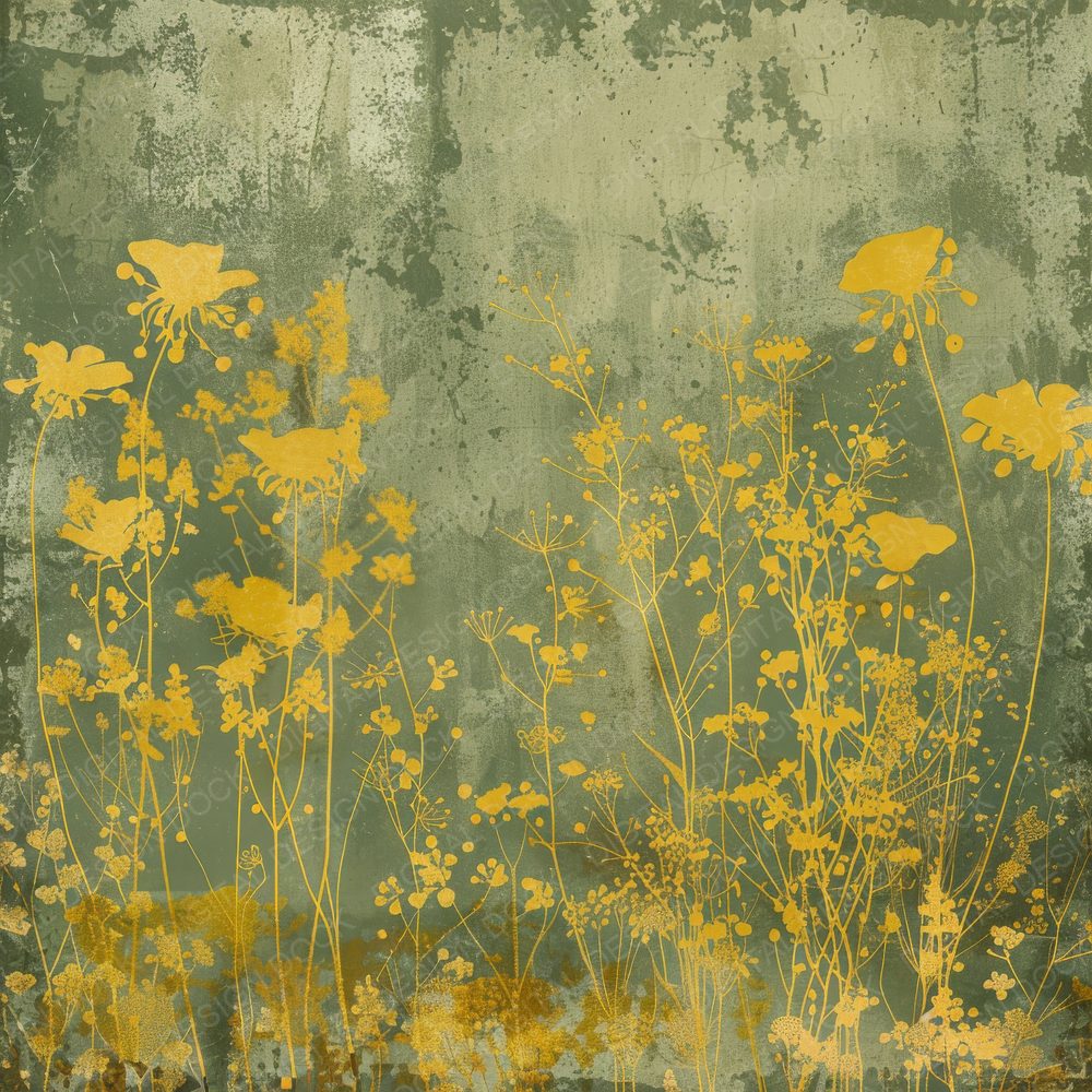 Mustard Yellow Floral Digital Paper Pack (DDD002646)