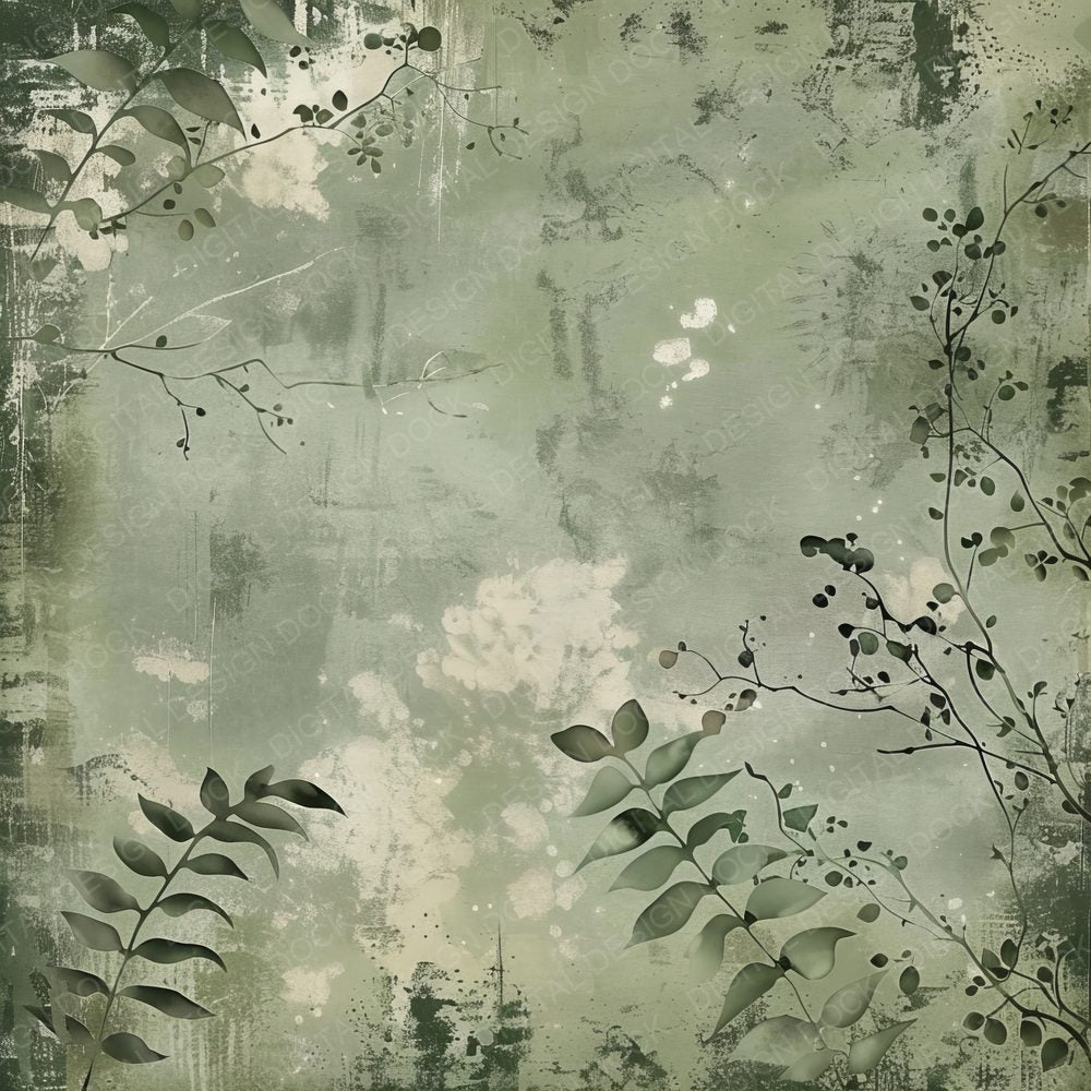 Muted Green Fern Leaves Digital Paper Pack (DDD002647)