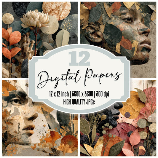Mutu Collage Organic Body Form Digital Paper Pack (DDD002649)