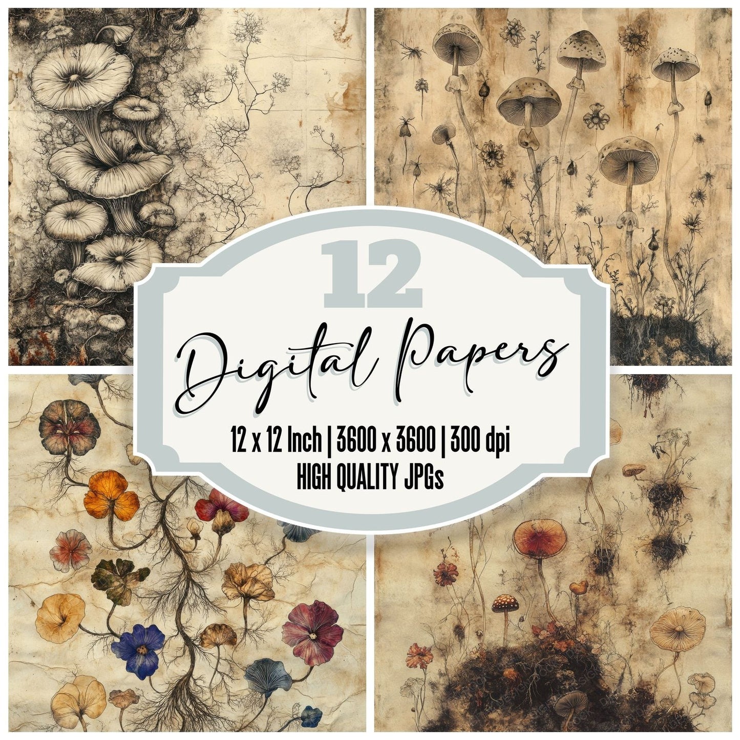 Mycelial Bloom Root Digital Paper Pack (DDD002650)