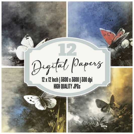 Mystic Butterfly Print Digital Paper Pack (DDD002651)