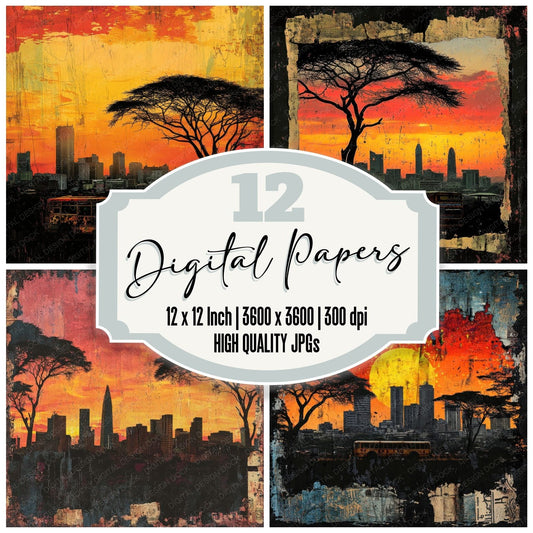 Nairobi Matatu Sunset Digital Paper Pack (DDD002657)