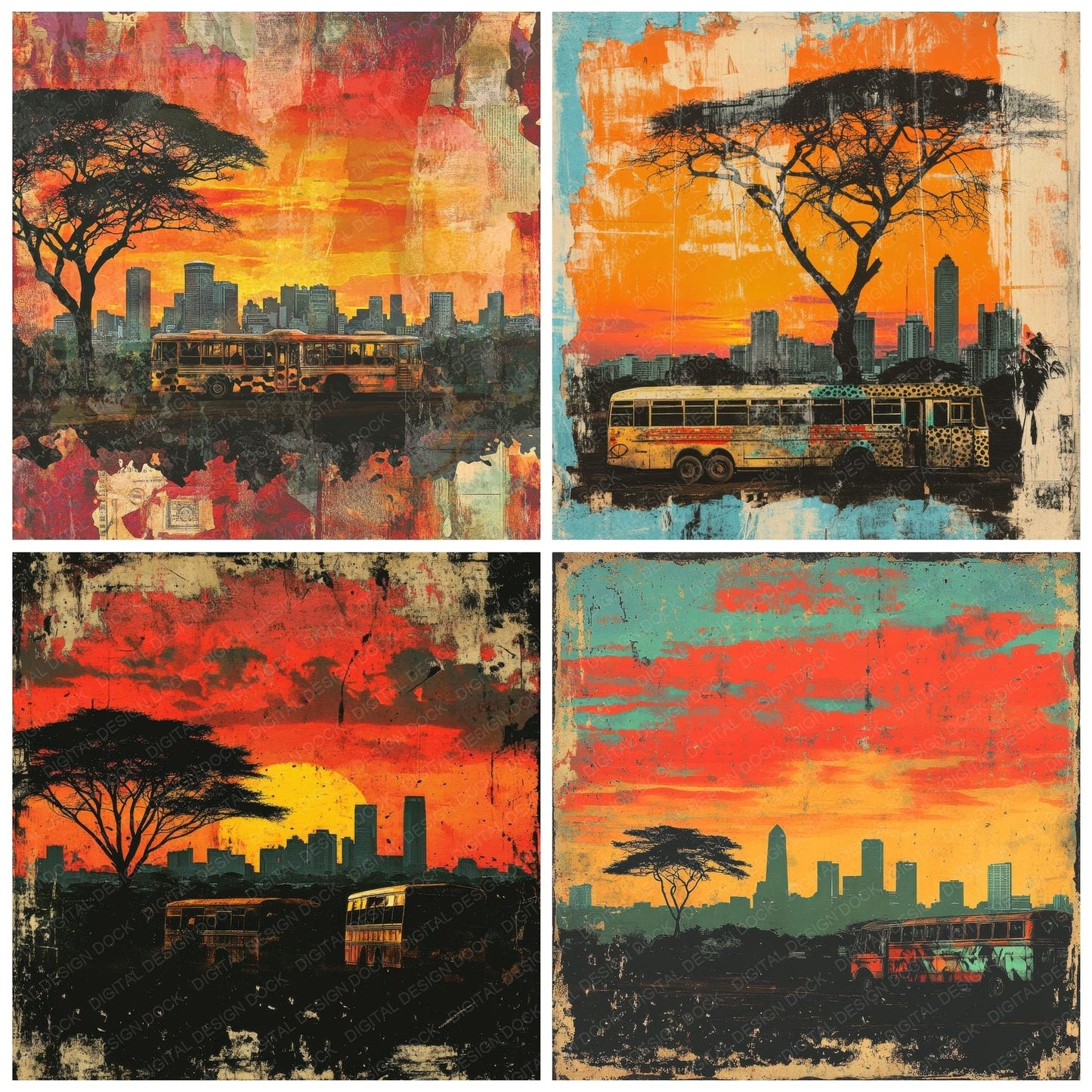 Nairobi Matatu Sunset Digital Paper Pack (DDD002657)