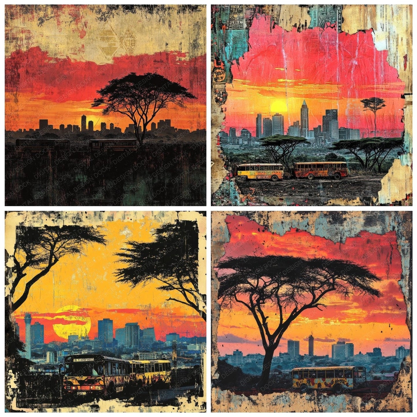 Nairobi Matatu Sunset Digital Paper Pack (DDD002657)