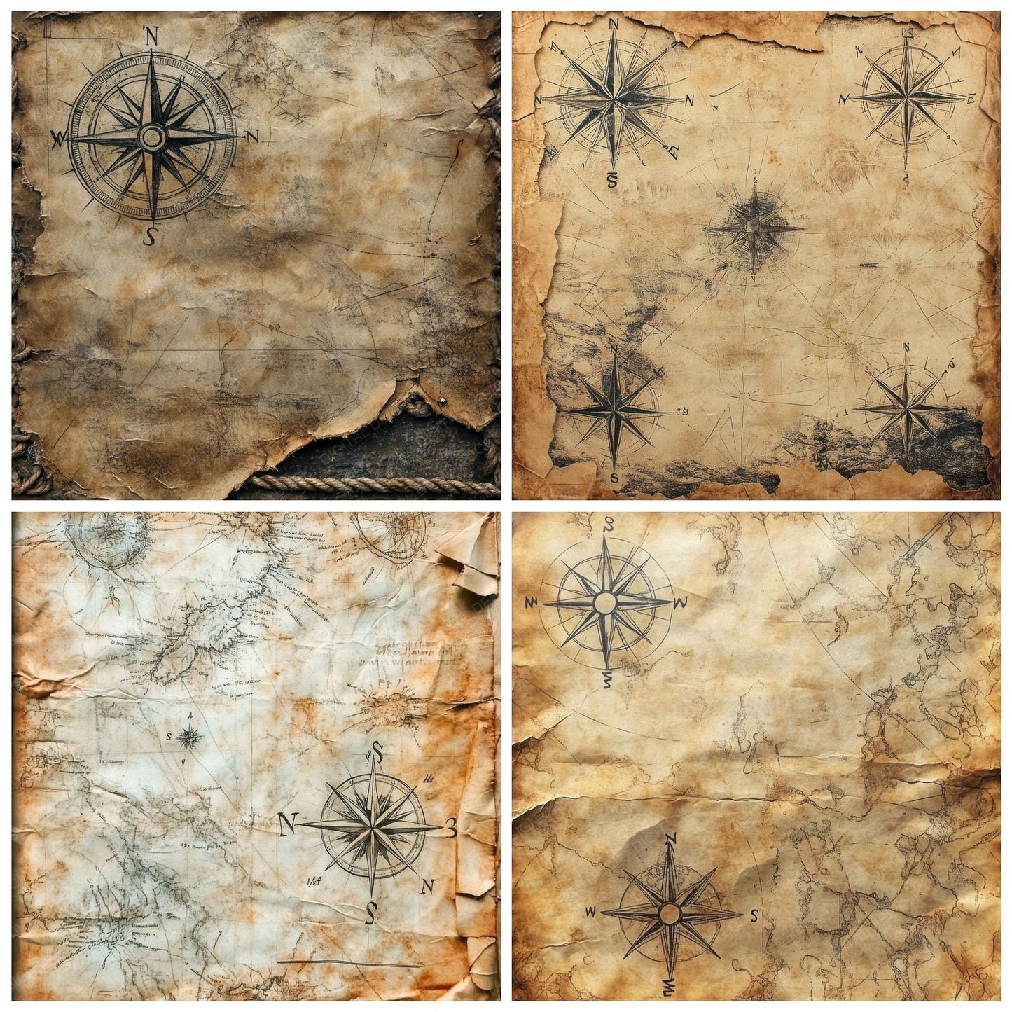 Nautical Chart Ropes Digital Paper Pack (DDD002662)