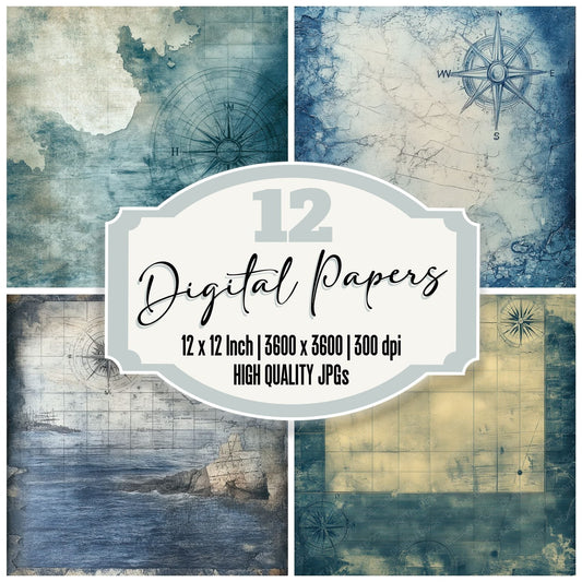 Nautical Compass Drift Digital Paper Pack (DDD002664)