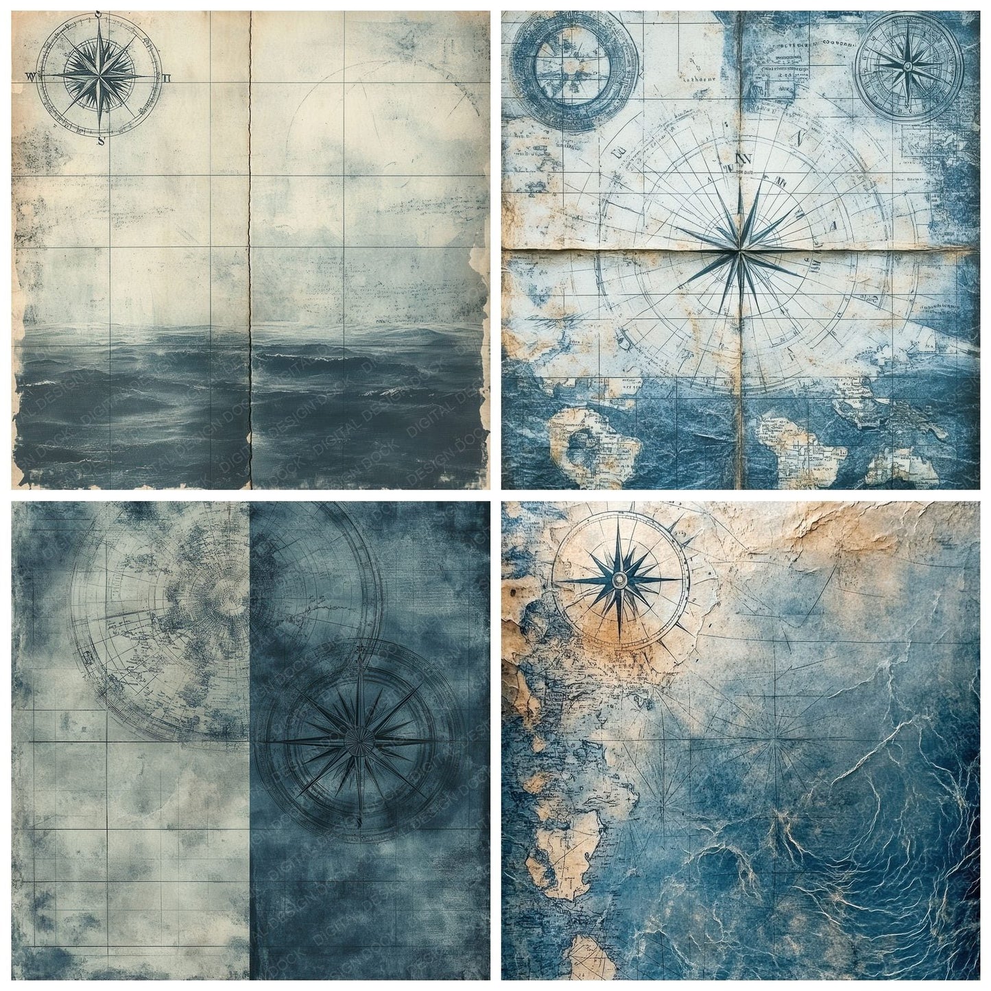 Nautical Compass Drift Digital Paper Pack (DDD002664)