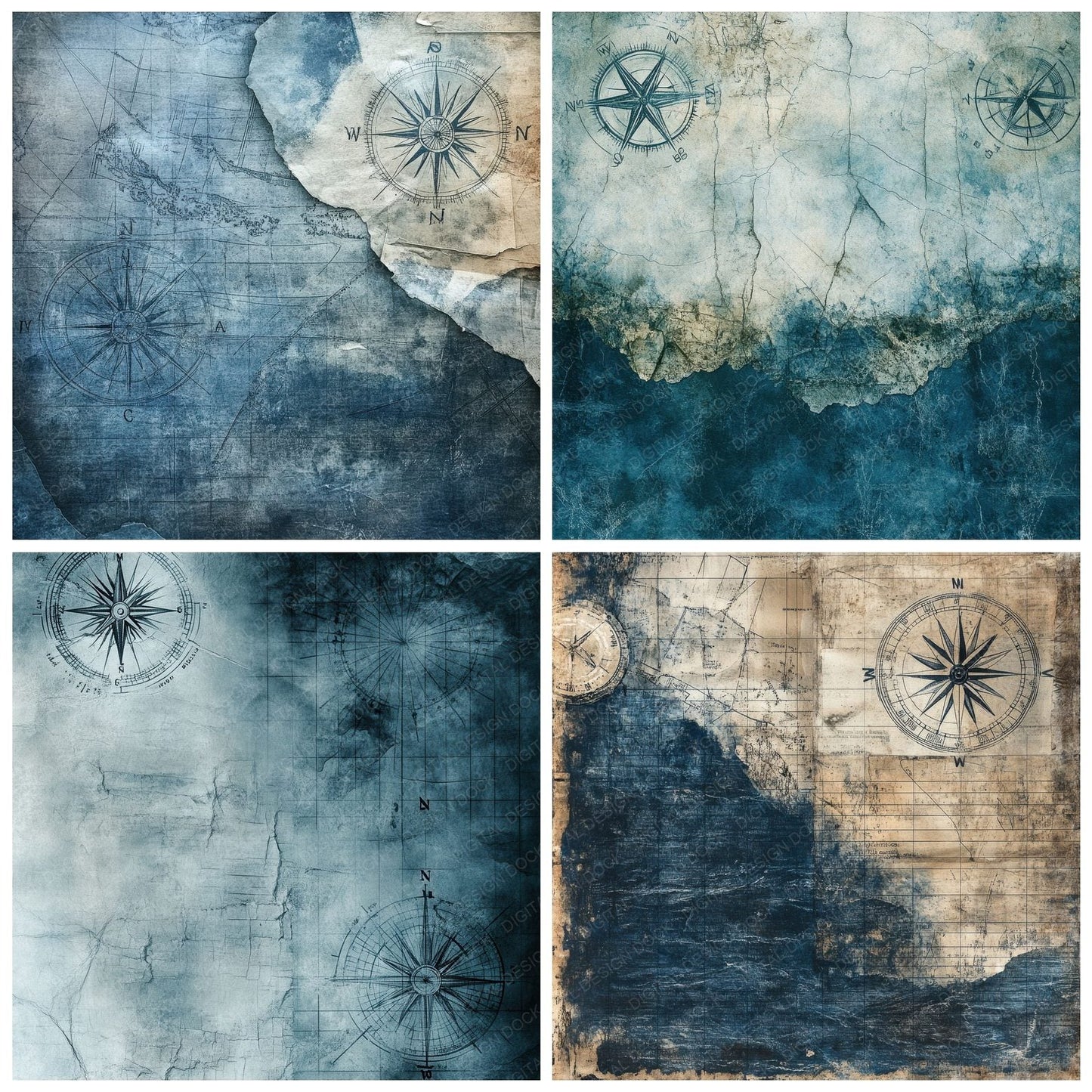 Nautical Compass Drift Digital Paper Pack (DDD002664)