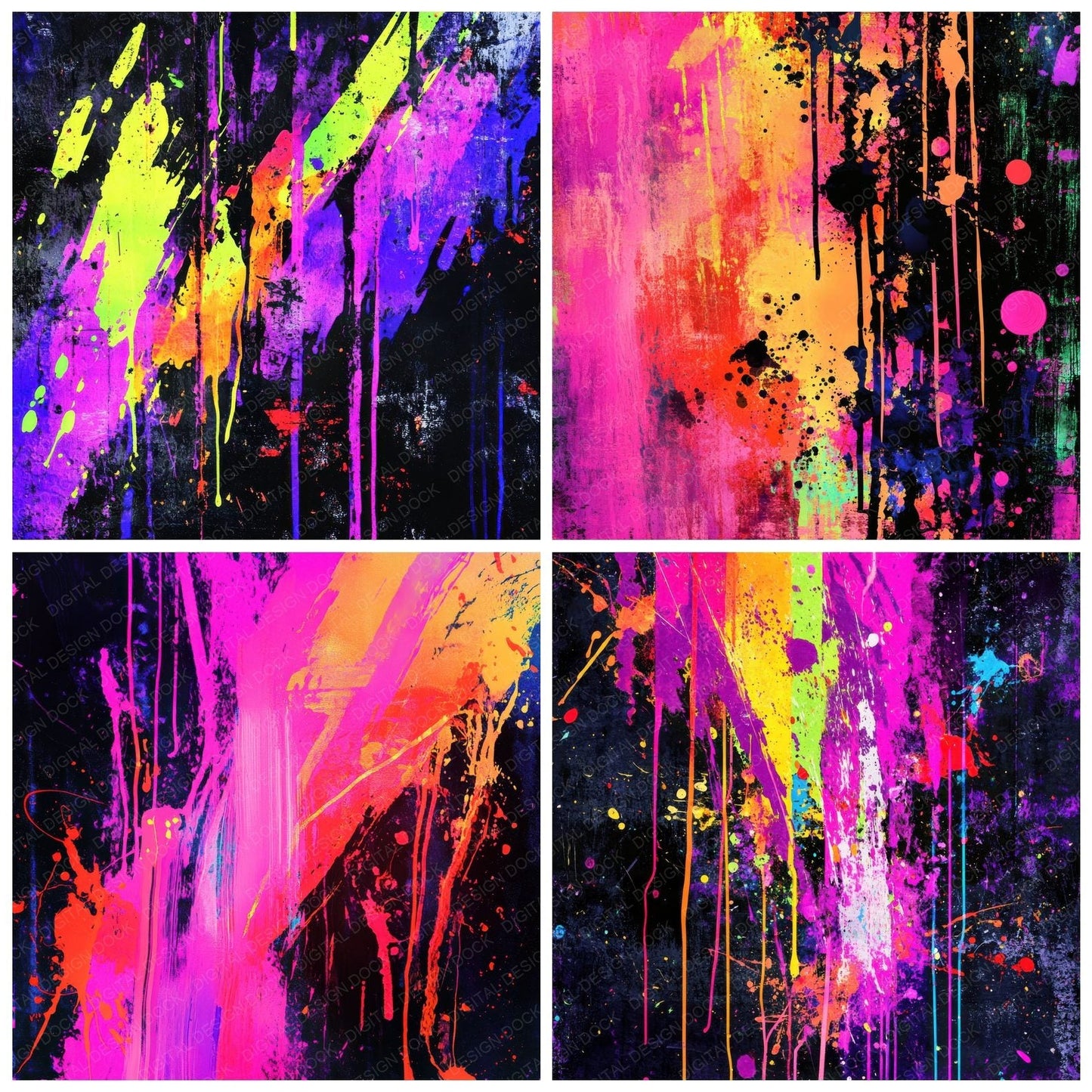 Neon Chaos Drips Digital Paper Pack (DDD002679)