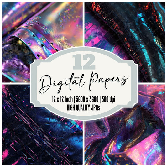 Neon Cyber Leather Digital Paper Pack (DDD002684)