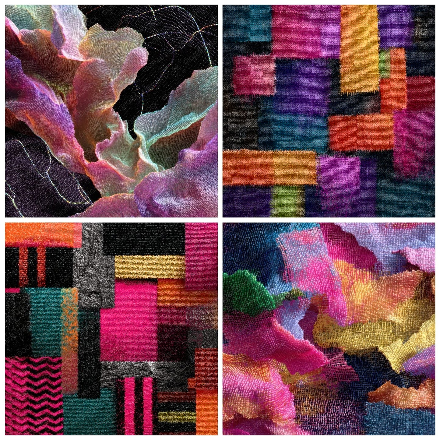 Neon Fabric Grid Chaos Thread Digital Paper Pack (DDD002688)