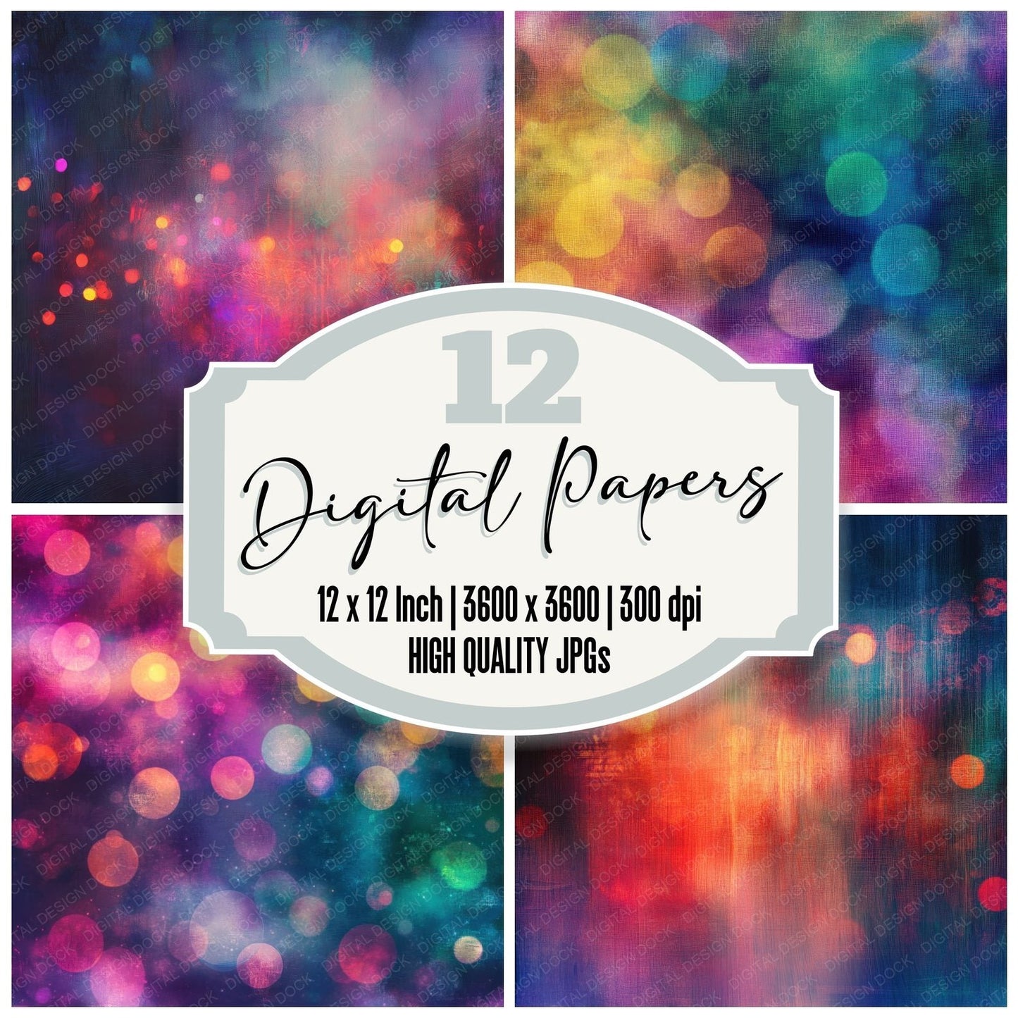 Neon Fairground Lights Background Digital Paper Pack (DDD002689)