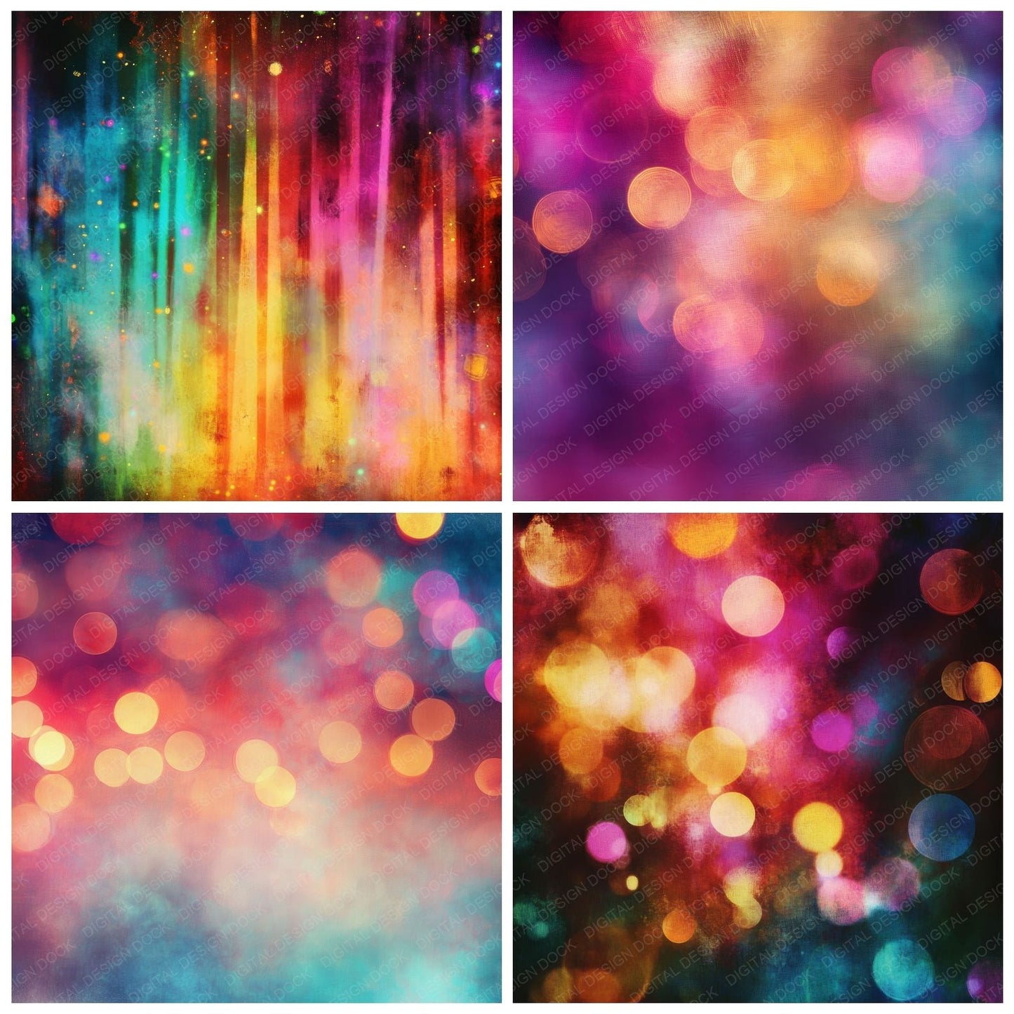 Neon Fairground Lights Background Digital Paper Pack (DDD002689)