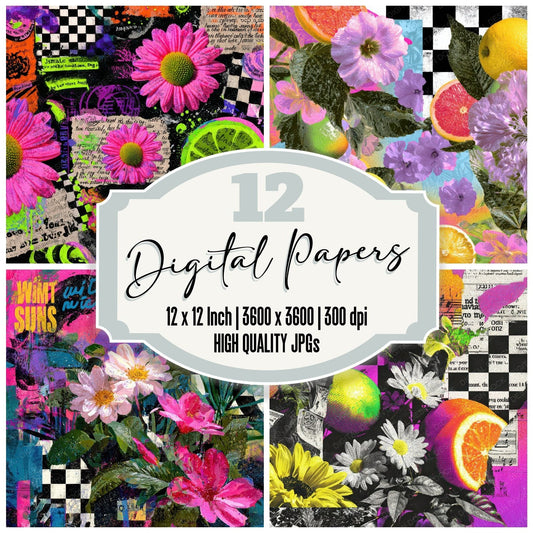 Neon Fruit Flame Lyric Digital Paper Pack (DDD002693)