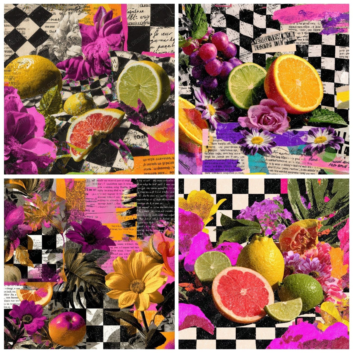 Neon Fruit Flame Lyric Digital Paper Pack (DDD002693)