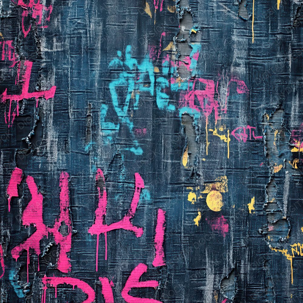 Neon Graffiti Denim Background Digital Paper Pack (DDD002699)