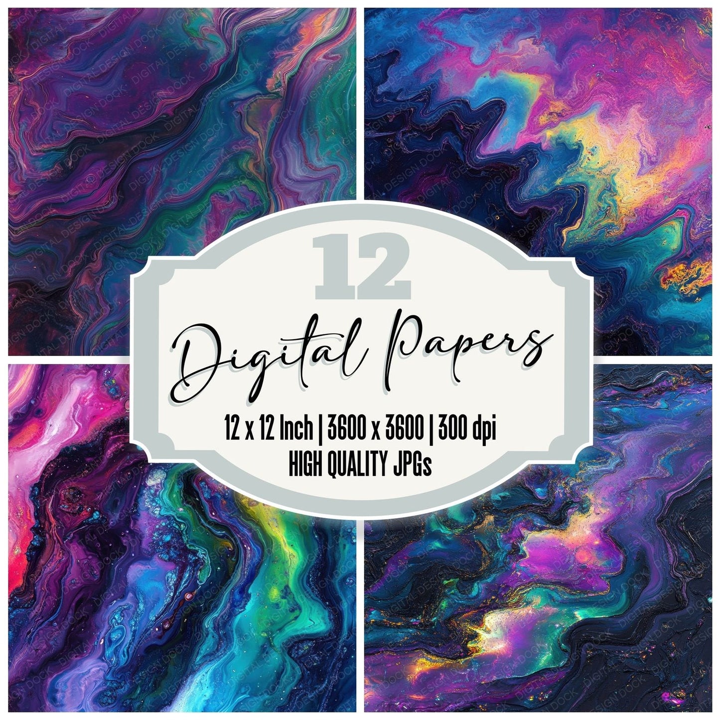 Neon Liquid Flow Digital Paper Pack (DDD002709)