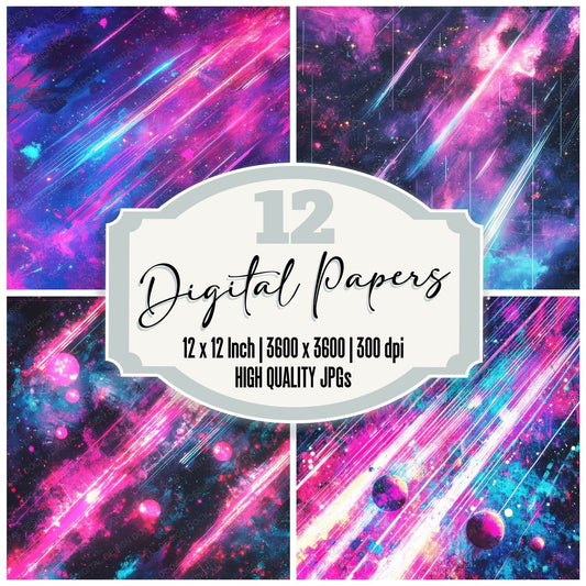 Neon Meteor Shower Digital Paper Pack (DDD002712)